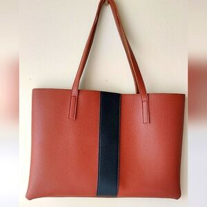 Vince Camuto Brown Bag with Black Stripe at Front + Logo at Back